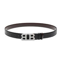 BALLY 巴利 6218749 男士皮质板扣腰带 黑色巧克力色 110