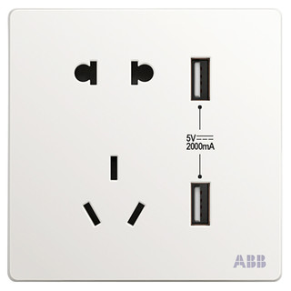 ABB 开关插座面板 五孔插座带双USB充电二三极插座 轩致系列 白色 AF293