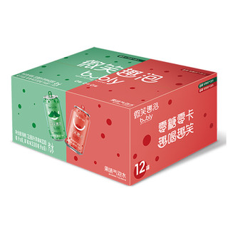 pepsi 百事 bubly微笑趣泡 气泡水 2口味 330ml*12听（草莓味330ml*6听+苹果味330ml*6听）