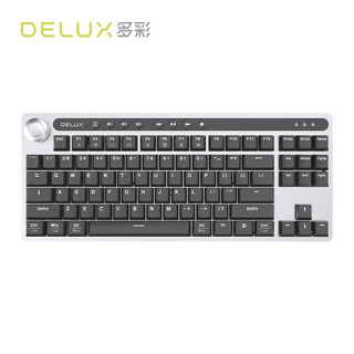 DeLUX 多彩 KS200D 87键 2.4G蓝牙 多模无线机械键盘 灰色 国产红轴 单光