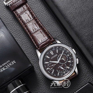 CITIZEN 西铁城 Calendrier男士太阳能石英腕表皮革表带44mm BU2020-29X Brown ONE SIZE