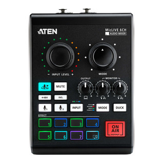 ATEN UC8000 Podcast多声道AI 数字混音效果器融合调音台手机声卡直播设备内置AD / DA数字六声道