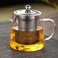玉兰香 泡茶壶玻璃加厚冲茶器耐高温茶水分离单壶花茶壶煮茶壶不锈钢内胆过滤功夫茶具 P-010泡茶壶500ML