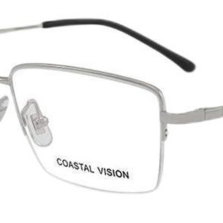 Coastal Vision 镜宴&essilor 依视路 CVF4017 银色钛眼镜框+钻晶X4系列 1.60折射率 非球面镜片