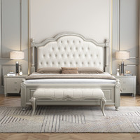 宜木鼎居 美式实木床1.8米主卧大床双人床法式轻奢现代简约公主床软靠婚床