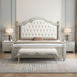 宜木鼎居 美式实木床1.8米主卧大床双人床法式轻奢现代简约公主床软靠婚床