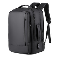 晴熙 双肩包背包男士笔记本电脑包黑色可扩容 15.6-16.1英寸