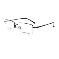 Coastal Vision 镜宴&essilor 依视路 CVF4017 黑色钛眼镜框+钻晶X4系列 1.60折射率 非球面镜片