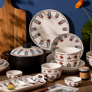 康陌 碗碟套装家用北欧碗盘碗筷碗具网红创意ins风陶瓷仪式感结婚餐具
