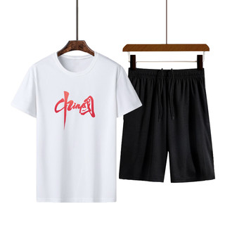 夏季休闲户外运动速干套装男士宽松短袖t恤吸汗透气跑步健身短裤