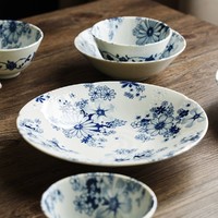 TASAISIKYO 多彩思居 日本进口美浓烧绣球花集系列釉下彩陶瓷餐具碟碗盘