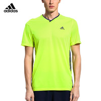 adidas 阿迪达斯 运动休闲服 男款短袖T恤 羽毛球服 S90098 荧光绿 荧光绿 2XL 码
