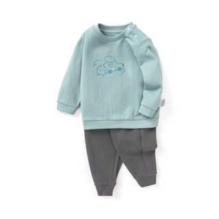 balabala 巴拉巴拉 208322104206-40337 婴儿长袖套装 2件套 粉绿 80cm