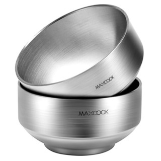 MAXCOOK 美厨 304不锈钢碗 汤碗双层隔热 餐具面碗13CM（2只装）MCWA615
