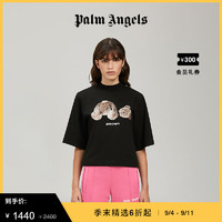 Palm Angels PalmAngels22春夏新品女士黑色豹纹断头熊印花短款T恤