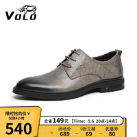 VOLO 犀牛（VOLO）男鞋2022春季西装正装皮鞋男士手抓纹德比鞋 灰色286220563D 43