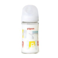 Pigeon 贝亲 母乳实感第3代PRO系列 玻璃奶瓶 240ml 动物园白色 M 3月+