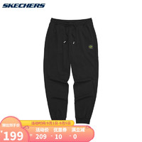 SKECHERS 斯凯奇 秋季男子束脚抽绳裤头舒适针织运动长裤L321M085 0018碳黑 XL