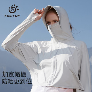 TECTOP 探拓 防晒衣 女款冰丝防紫外线防晒衫 浅灰 2XL