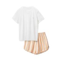 Bananain 蕉内 女士家居服套装 BH301S-YDT-2021 暖白+甜橙条纹 XXL