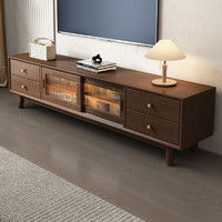 客家木匠 中式实木电视柜组合现代简约小户型客厅胡桃色地柜卧室电视机柜子