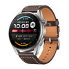 HUAWEI 华为 时尚款 eSIM智能手表 1.43英寸 银色钛金属表壳 棕色真皮表带（GPS、血氧、ECG）