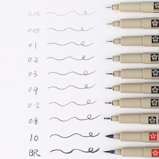 SAKURA 樱花 XSDK-6P 针管勾线笔 0.2mm+0.25mm+0.35mm+0.45mm+0.5mm+BR 1.0mm 黑色 6支装