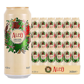 ALCO 阿尔寇 欧洲原装进口白啤小麦啤酒整箱临期 阿尔寇白啤 500mL 24罐