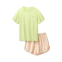 Bananain 蕉内 女士家居服套装 BH301S-YDT-2021 果冻绿+甜橙条纹 L