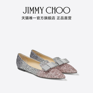 JIMMY CHOO/GALA FLAT渐变闪粉蝴蝶结平底单鞋女秋 39 芭蕾粉色