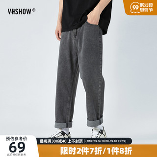 ViiSHOW 牛仔裤男2022夏季新款潮黑色薄款直筒宽松男生长裤子男款