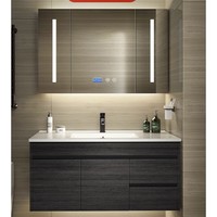 PLUS会员：VINDAZ 卫达斯 WDZ-YG01 实木浴室柜+面盆龙头 黑色 80cm 普通款