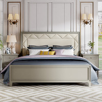 SUNHOO 双虎-全屋家具 美式床欧式实木床1.8米双人软包主卧轻奢19M1
