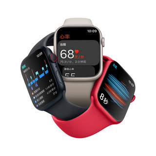 Apple 苹果 Watch Series 8 智能手表 45mm GPS+蜂窝网络款 银色不锈钢表壳 银色米兰尼斯表带（GPS、血氧、ECG）