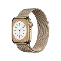 Apple 苹果 Watch Series 8 智能手表 41mm GPS+蜂窝网络款 金色不锈钢表壳 金色米兰尼斯表带（GPS、血氧、ECG）