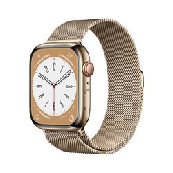 Apple 苹果 Watch Series 8 智能手表 45mm GPS+蜂窝款 金色不锈钢表壳 米兰尼斯表带
