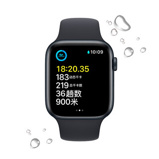 Apple 苹果 Watch SE 2022款 智能手表 44mm GPS+蜂窝网络款 午夜色不锈钢表壳 午夜色运动型表带