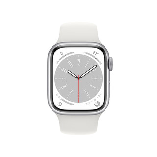 Apple 苹果 Watch Series 8 GPS款 智能手表 41mm 银色铝金属表壳 白色硅胶表带（GPS、血氧、ECG）