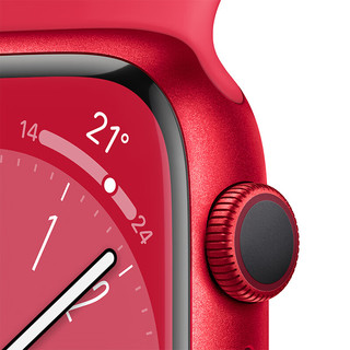 Apple 苹果 Watch Series 8 GPS款 智能手表 41mm 红色铝金属表壳 红色硅胶表带（GPS、血氧、ECG）