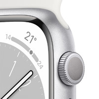 Apple 苹果 Watch Series 8 GPS款 智能手表 45mm 银色铝金属表壳 白色运动型表带（GPS、血氧、ECG）
