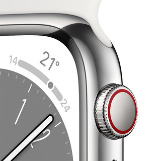 Apple 苹果 Watch Series 8 智能手表 41mm GPS+蜂窝网络款 银色不锈钢表壳 白色运动型表带（GPS、血氧、ECG）
