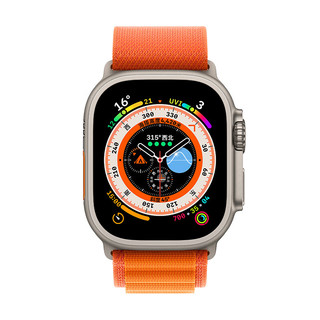 Apple 苹果 Watch Ultra 智能手表 49mm GPS+蜂窝网络款 钛金属原色表壳 橙色高山回环式表带 小号（GPS、血氧、ECG）