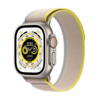 Apple 苹果 Watch Ultra 智能手表 49mm GPS+蜂窝网络款 钛金属原色表壳 黄配米色野径回环式表带 S/M（GPS、血氧、ECG）