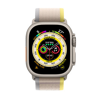Apple 苹果 Watch Ultra 智能手表 49mm GPS+蜂窝网络款 钛金属原色表壳 黄配米色野径回环式表带 S/M（GPS、血氧、ECG）