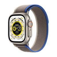 Apple 苹果 Watch Ultra 智能手表 49mm GPS+蜂窝网络款 钛金属原色表壳 蓝配灰色野径回环式表带 S/M（GPS、血氧、ECG）