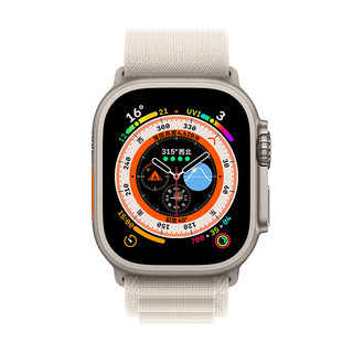 Apple 苹果 Watch Ultra 智能手表 49mm GPS+蜂窝网络款 钛金属原色表壳 星光色高山回环式表带 中号（GPS、血氧、ECG）