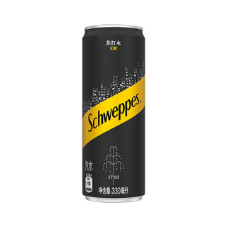 Schweppes 怡泉 可口可乐（Coca-Cola）Schweppes无糖零卡苏打水汽水饮料整箱装 330mL 24罐 1箱 原味