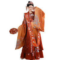 SHANGYUNXI 裳云兮 宋制汉服 清平乐 女士齐腰上襦吊带霞帔 红色渐变 M