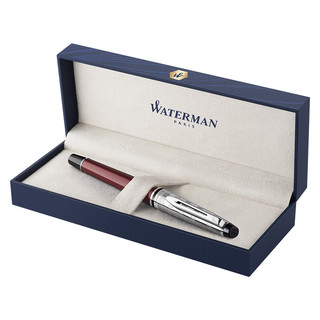 WATERMAN 威迪文 钢笔 EXPERT权威系列 酒红色白夹 F尖 单支礼盒装