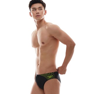 SPEEDO 速比涛 Eco环保系列 男子三角泳裤 809739G691 黑色/绿色 34